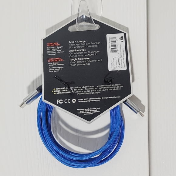 NEW CELLTRONIX Titanium 6ft Tangle Free Heavy Duty USB Cable (Blue) - Picture 2 of 2